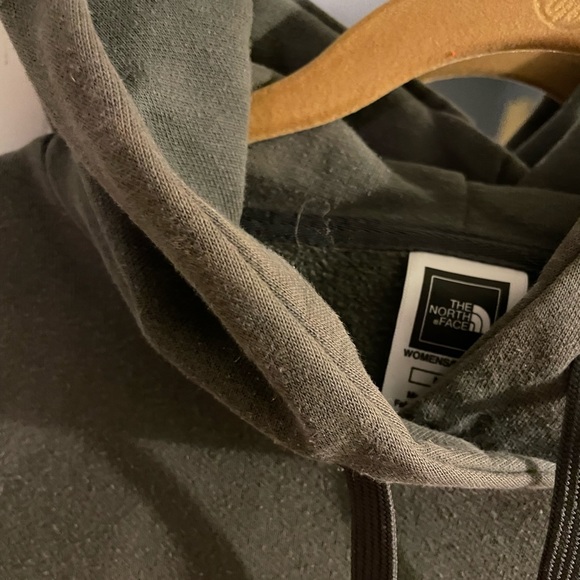North Face Sweatshirt Hoodie. Gray/green with hot pink logo. Womens Medium - Picture 4 of 4